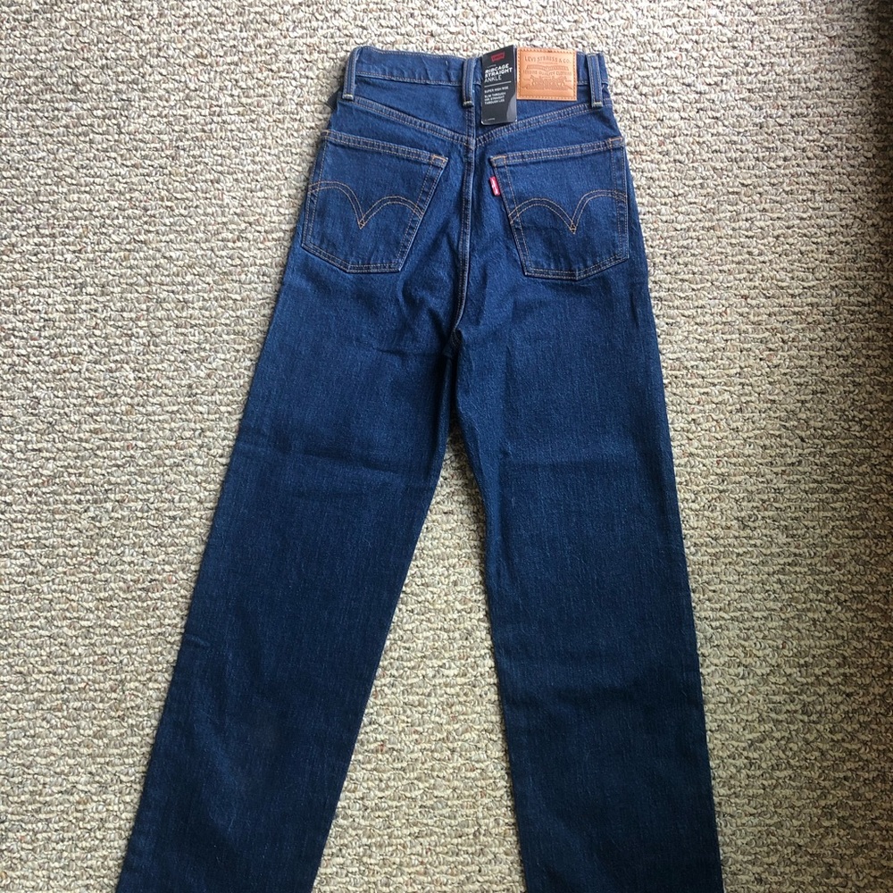 Size 24 Levi’s Ribcage Straight Leg Dark Blue Denim